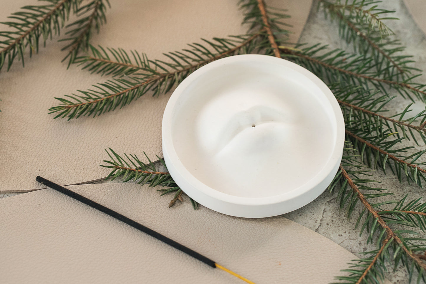 Modern Minimalist Incense Holder – Incense Stick Burner & Ash Catcher - Handmade White Gypsum Sticks Tray Stand for Home & Office