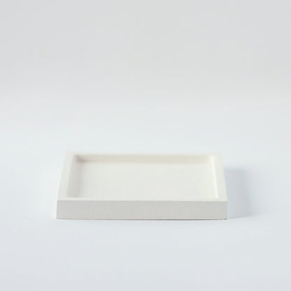 White Square Tray from Gypsum - Decorative Minimalist Elegance for Candles and Home Decor - Hand-Made Plate