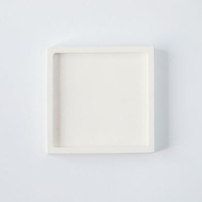 White Square Tray from Gypsum - Decorative Minimalist Elegance for Candles and Home Decor - Hand-Made Plate