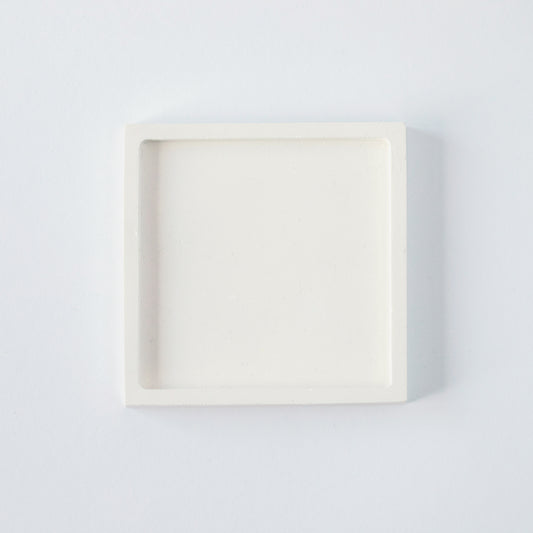 White Square Tray from Gypsum - Decorative Minimalist Elegance for Candles and Home Decor - Hand-Made Plate