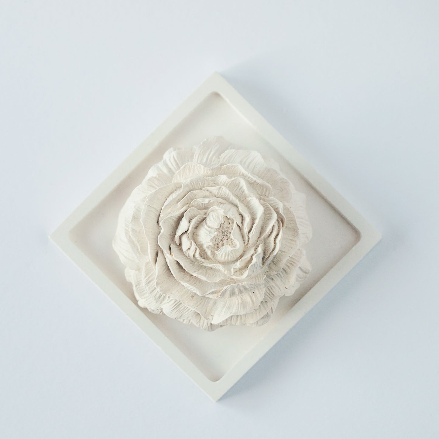 White Square Tray from Gypsum - Decorative Minimalist Elegance for Candles and Home Decor - Hand-Made Plate