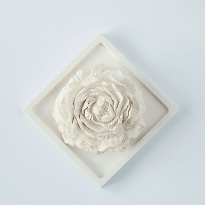 White Square Tray from Gypsum - Decorative Minimalist Elegance for Candles and Home Decor - Hand-Made Plate