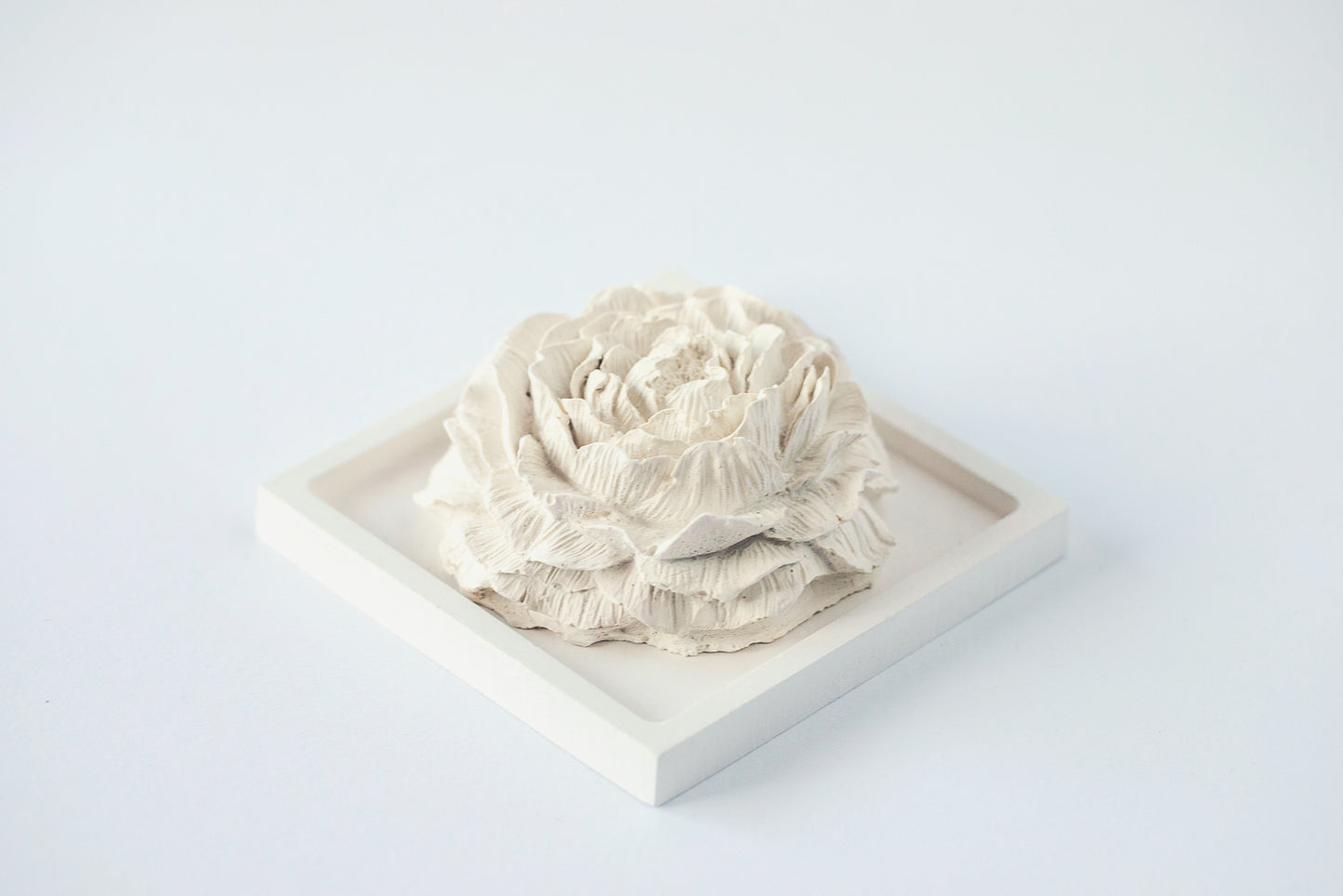 White Square Tray from Gypsum - Decorative Minimalist Elegance for Candles and Home Decor - Hand-Made Plate