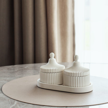 Luxury 2 Scented Candle & Tray Set in Handmade Gypsum Jar, Coconut Wax