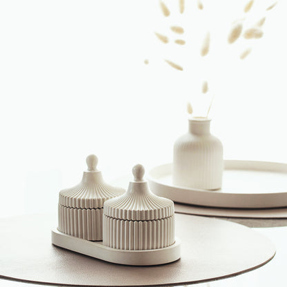 Luxury 2 Scented Candle & Tray Set in Handmade Gypsum Jar, Coconut Wax