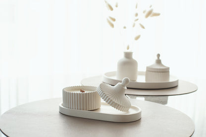 Scented Candle & Tray Set Handmade Coconut Wax, Aroma Oils & Wooden Wick