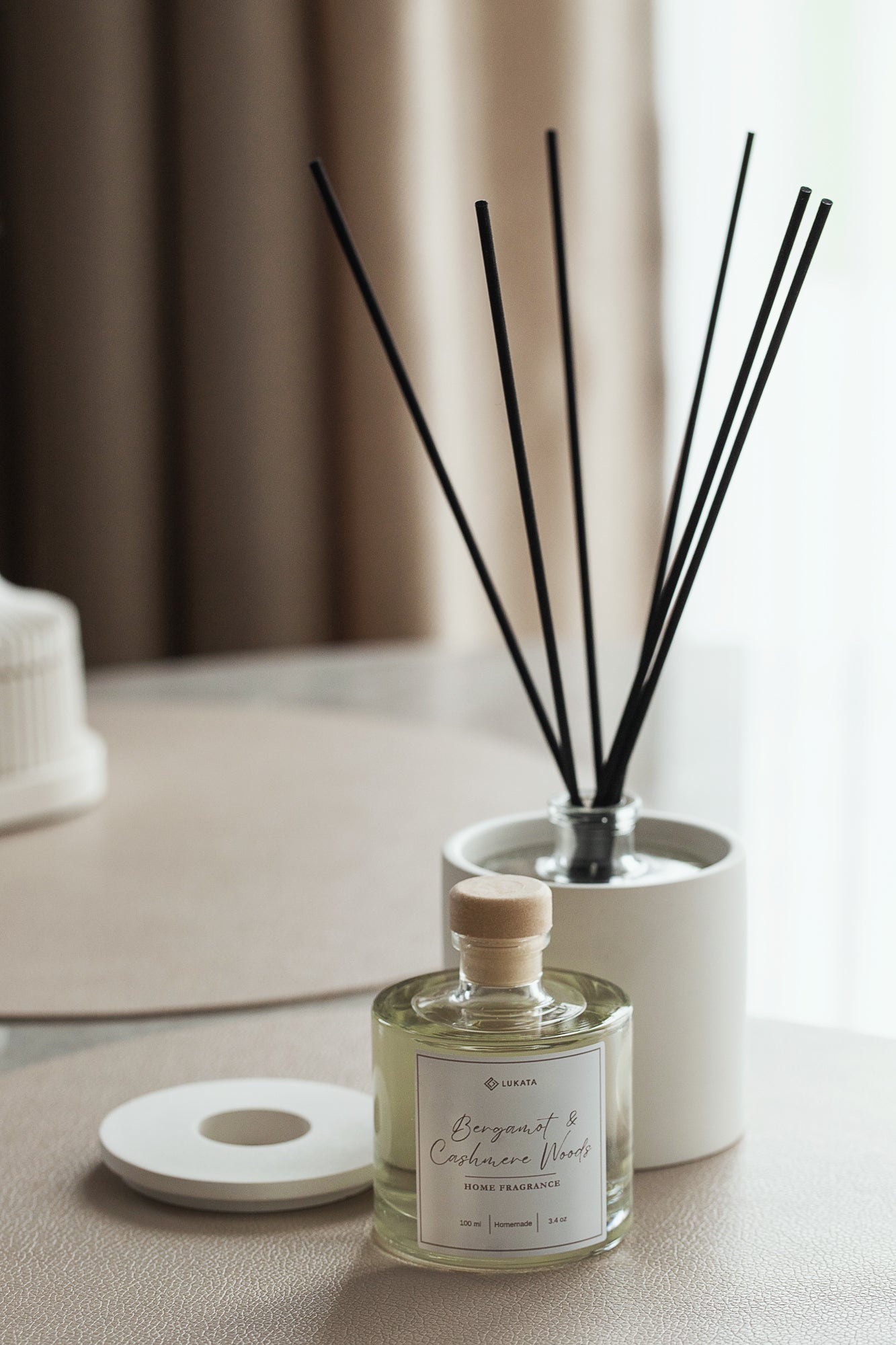 Elegant 100 ml  Reed Diffuser with White Gypsum Cover - Home Fragrance