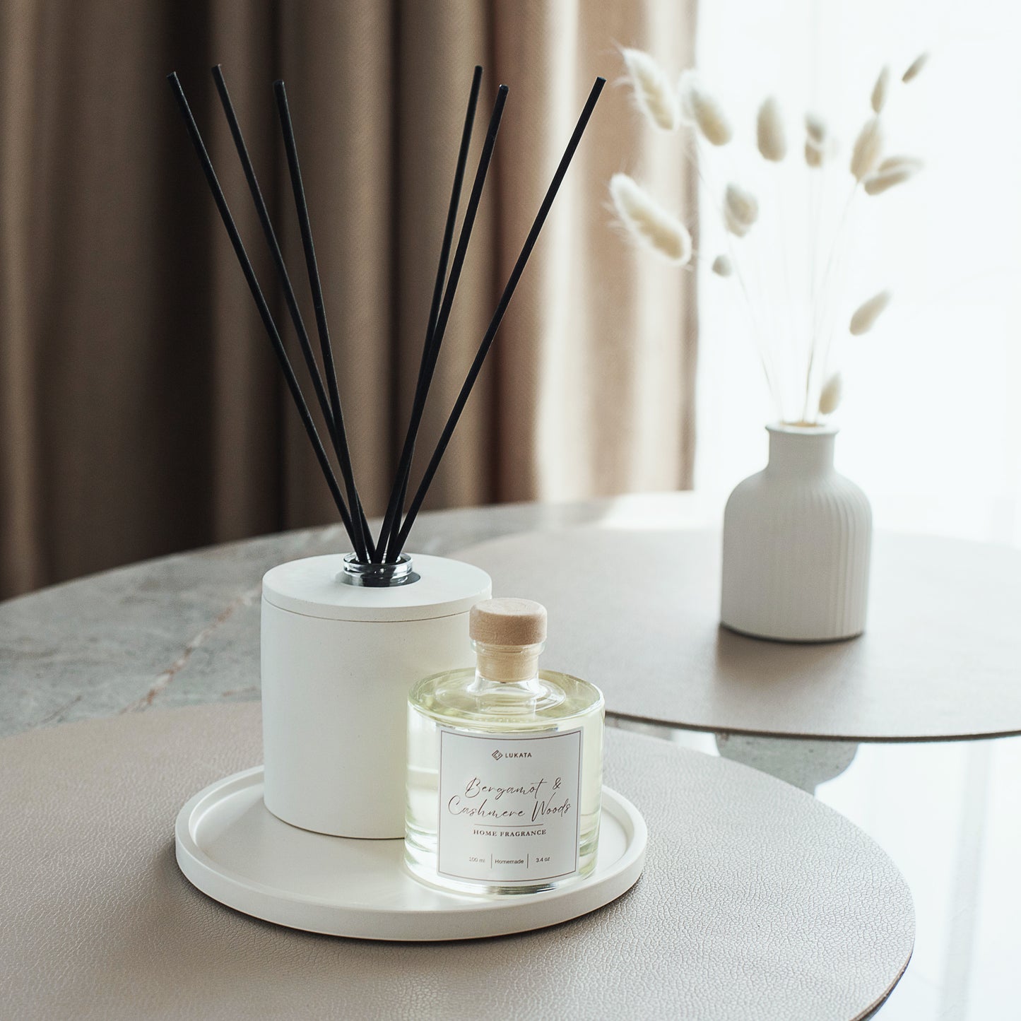 Elegant 100 ml  Reed Diffuser with White Gypsum Cover - Home Fragrance