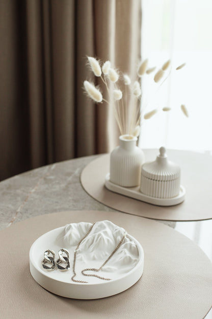 Gypsum Tray with Stunning Relief Detail for Fragrances and Jewelry