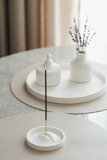 Modern Minimalist Incense Holder – Incense Stick Burner & Ash Catcher - Handmade White Gypsum Sticks Tray Stand for Home & Office