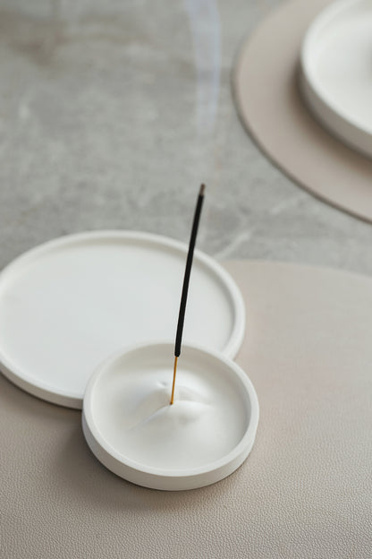 Modern Minimalist Incense Holder – Incense Stick Burner & Ash Catcher - Handmade White Gypsum Sticks Tray Stand for Home & Office
