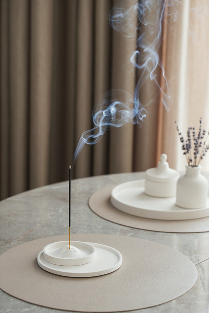 Modern Minimalist Incense Holder – Incense Stick Burner & Ash Catcher - Handmade White Gypsum Sticks Tray Stand for Home & Office