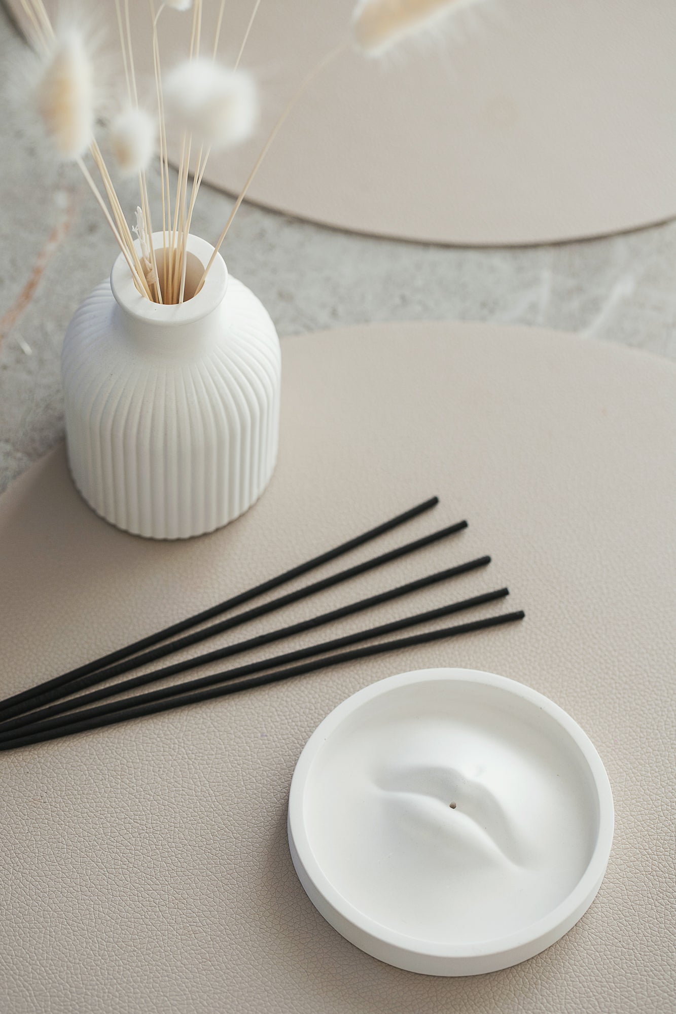 Modern Minimalist Incense Holder – Incense Stick Burner & Ash Catcher - Handmade White Gypsum Sticks Tray Stand for Home & Office