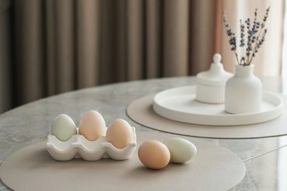 Handmade White Easter Egg Holder – 6-Grids Egg Tray & Storage Dish, Elegant Egg Crate for Kitchen Accessories