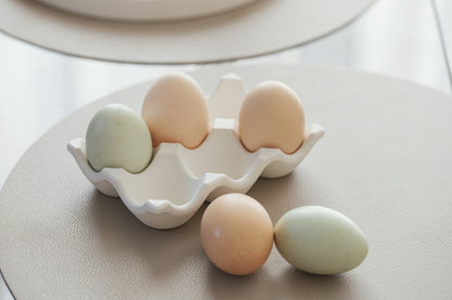 Handmade White Easter Egg Holder – 6-Grids Egg Tray & Storage Dish, Elegant Egg Crate for Kitchen Accessories
