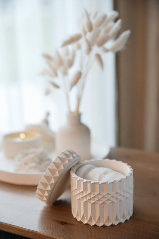 White Gypsum Jar for Bathroom Organising, Jewelry Storage, Home Decor Detail, Housewarming Gift Idea