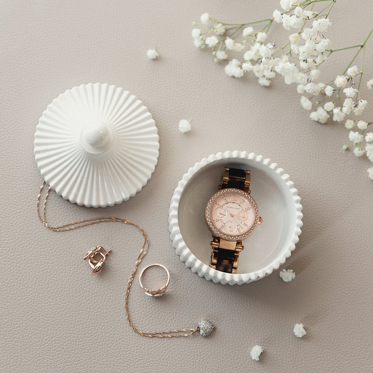 White Plaster Jar for Bathroom Organising, Cotton Balls or Bath Salt Storage, Home Decor Detail, Housewarming Gift Idea