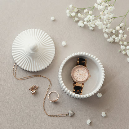 White Plaster Jar for Bathroom Organising, Cotton Balls or Bath Salt Storage, Home Decor Detail, Housewarming Gift Idea