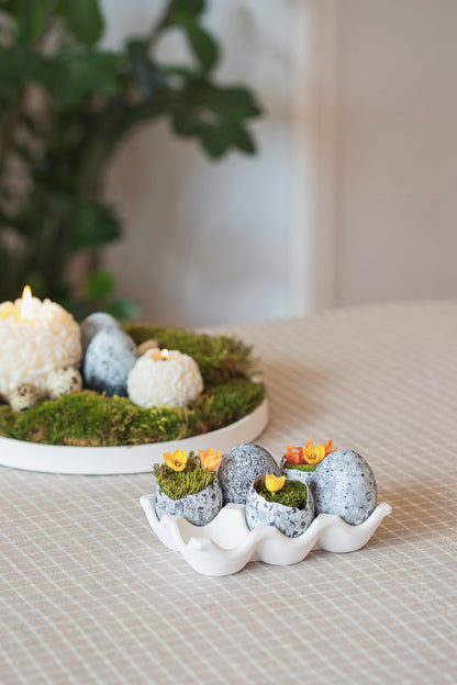 Handmade White Easter Egg Holder – 6-Grids Egg Tray & Storage Dish, Elegant Egg Crate for Kitchen Accessories