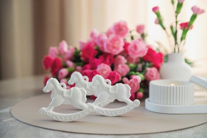 Horse Ornament – Christmas Tree Decoration Thank You Gift or Christening Invitation - Engravable Gypsum decor element - Pack of 6