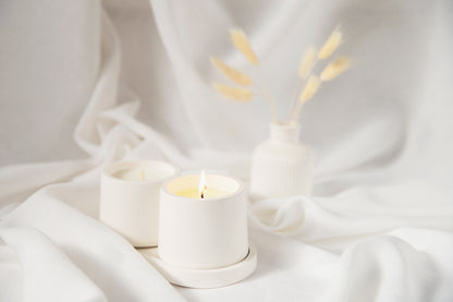 Cone Scented Candle in Handmade Gypsum Jar, Coconut Wax Candle with Cotton Wick