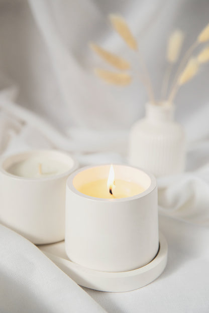 Cone Scented Candle in Handmade Gypsum Jar, Coconut Wax Candle with Cotton Wick