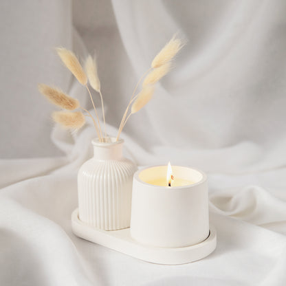 Cone Scented Candle in Handmade Gypsum Jar, Coconut Wax Candle with Cotton Wick