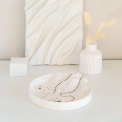 Gypsum Tray with Stunning Relief Detail for Fragrances and Jewelry