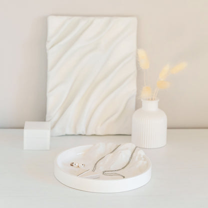 Gypsum Tray with Stunning Relief Detail for Fragrances and Jewelry