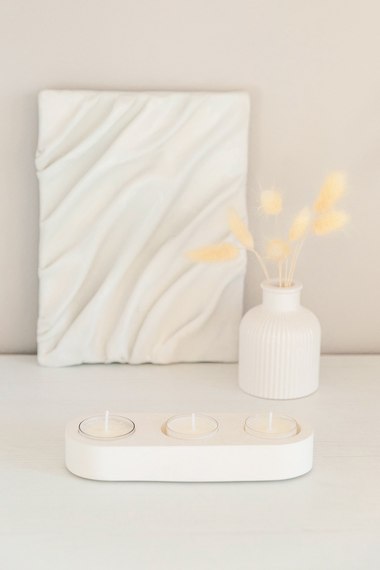 Gypsum Tea Candle Holder for Aroma Sampling and Elegant Home Decor